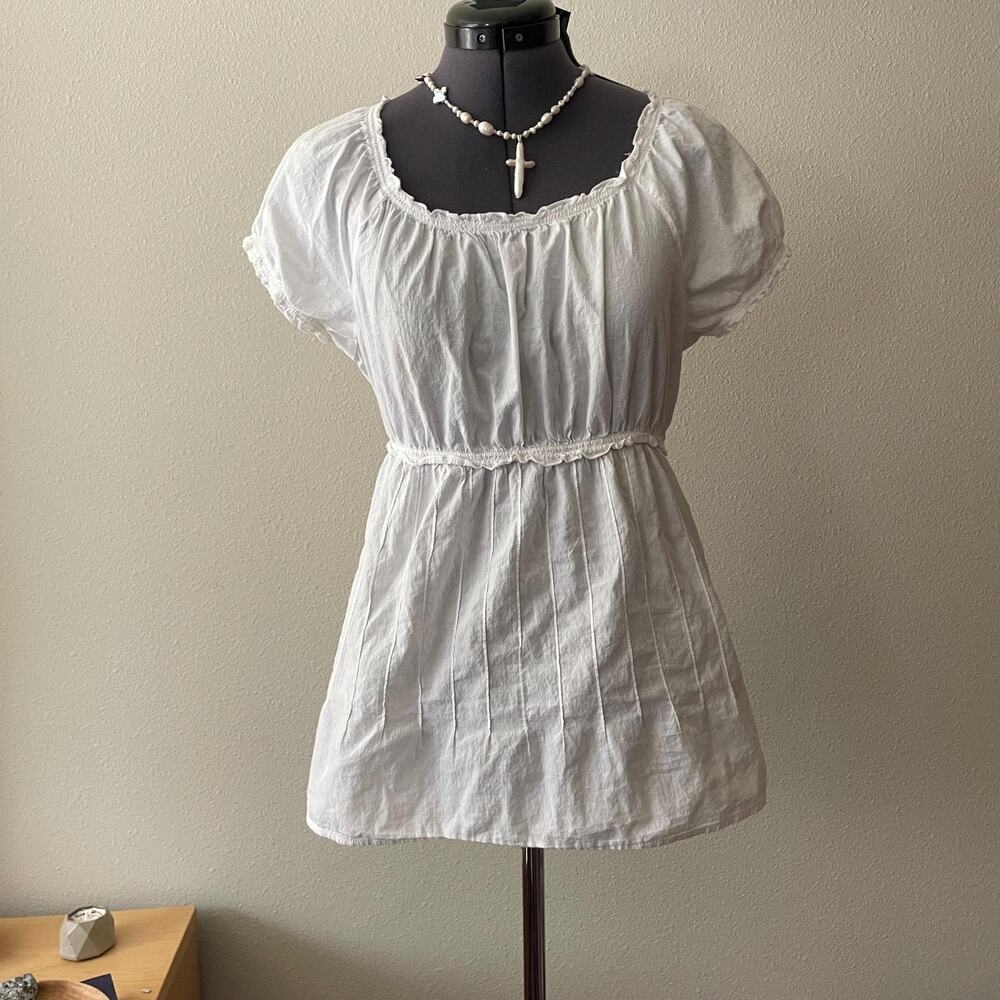 90s vintage white cotton babydoll top cottage boho coquette dainty | size S